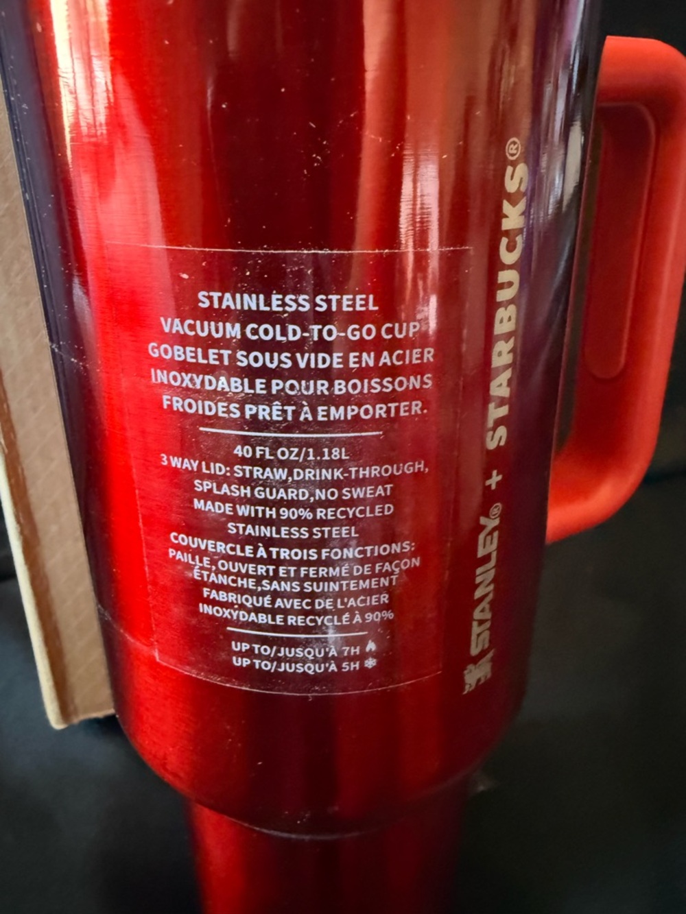 New Stanley 40oz Starbucks Red Stainless Steel Tumbler with Handle and Red Straw - Picture 4 of 8